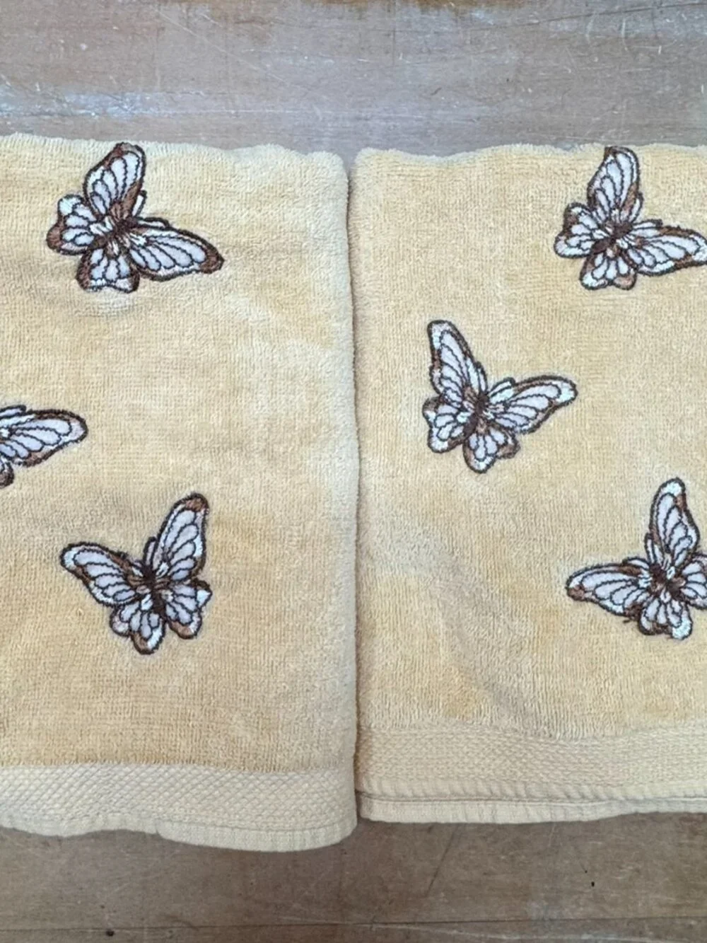 MARTEX Vintage Embroidered Butterfly Towels Lot of 5 MCM Vintage Retro